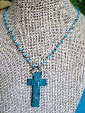 Elegant Turquoise, Silver, Gold Cross Necklaces